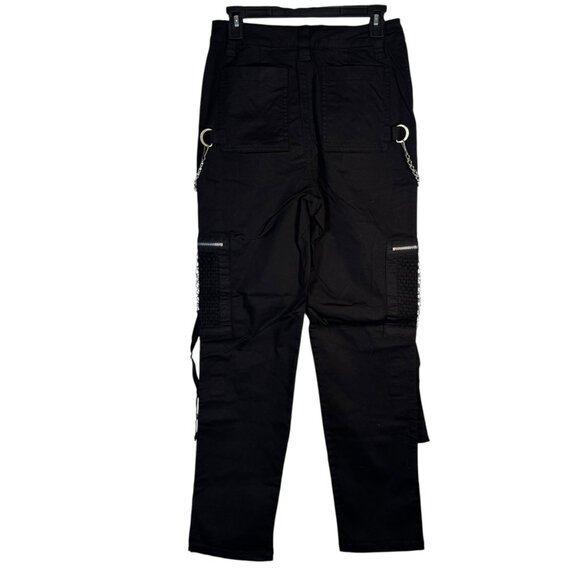 Royal Bones By Tripp Black Mesh Pocket Cargo Pants w/ Chains Zippers Hot Topic 9 - Picture 9 of 12